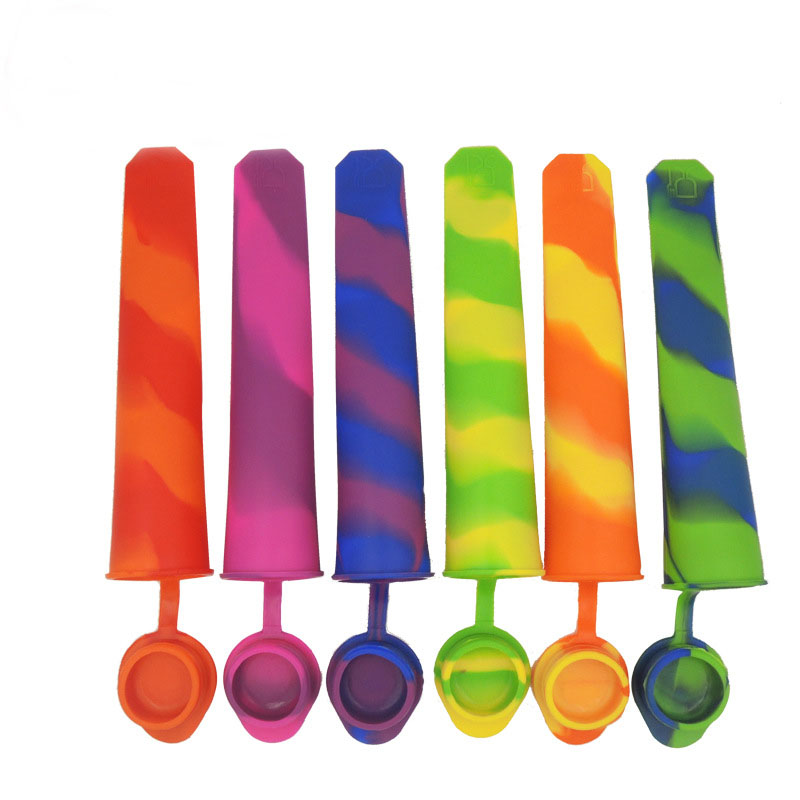6色冰格带盖冰棍模硅胶彩色冰棒模酷夏炫彩DIY雪糕冰棒模